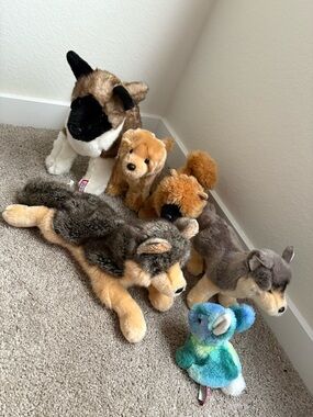 Douglas The Cuddle Toy Lot with 4 dogs, 1 wolf, 1 bunny and Rare Retired ones